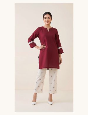 Maroon Minimal Kurta Set