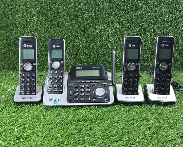 AT&T Connect to Cell Quad Cordless Phone System With Answering Machine – Black/Silver